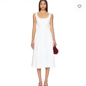 Danielle Guizio White Scoop Neck Midi Dress